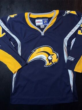 CCM Kids Navy and Yellow Buffalo Sabres Hockey Jersey